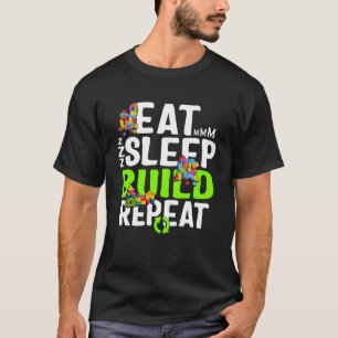 Camiseta Bloques De Construcción Comer Sleep Build Repetir 