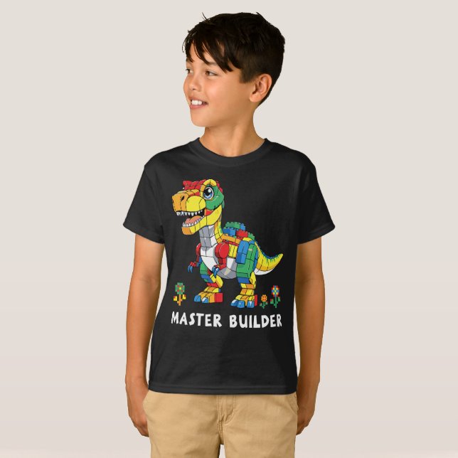 Camiseta Bloques de construcción de dinosaurios de ladrillo (Anverso completo)