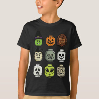Camiseta Bloques de Construcción de Halloween Cabeza Disfra