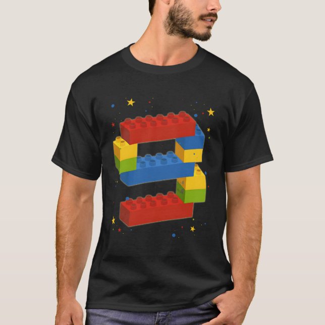 Camiseta Bloques de construcción Niño Chica de cumpleaños 9 (Anverso)