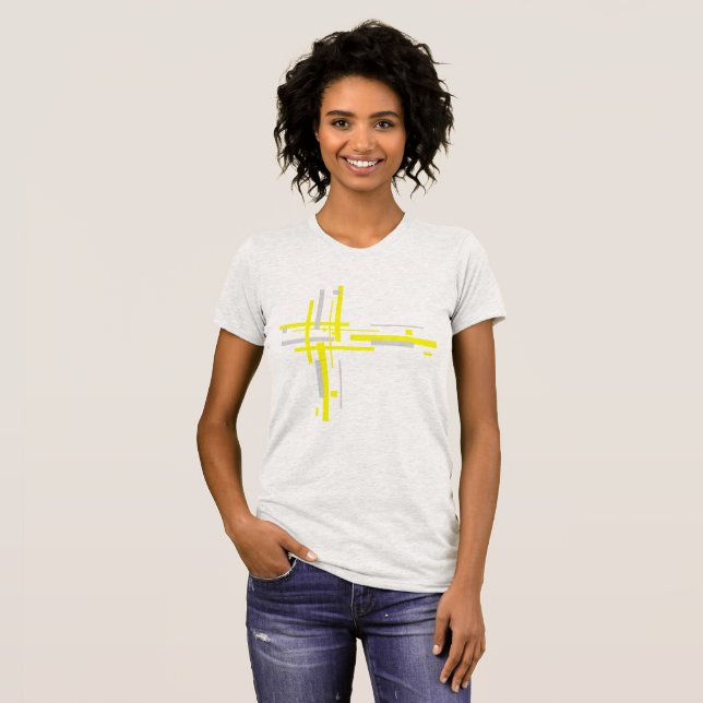 Camiseta Bloques de gris amarillo abstran arte (Anverso completo)