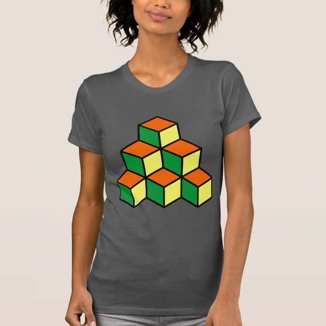 Camiseta Bloques geométricos - Naranja verde y amarillo (Anverso)