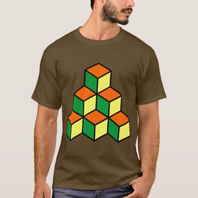 Camiseta Bloques geométricos - Verde Naranja y Amarillo (Anverso)