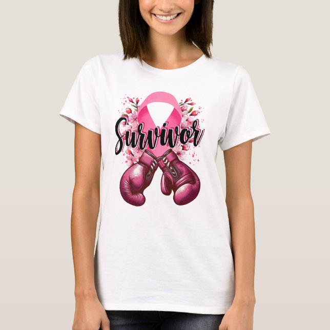 Camiseta Blossom Cáncer de Mama Superviviente de Guerrero (Anverso)