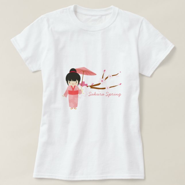 Camiseta Blossom de cerezo rosa japonés suave Geisha (Diseño del anverso)