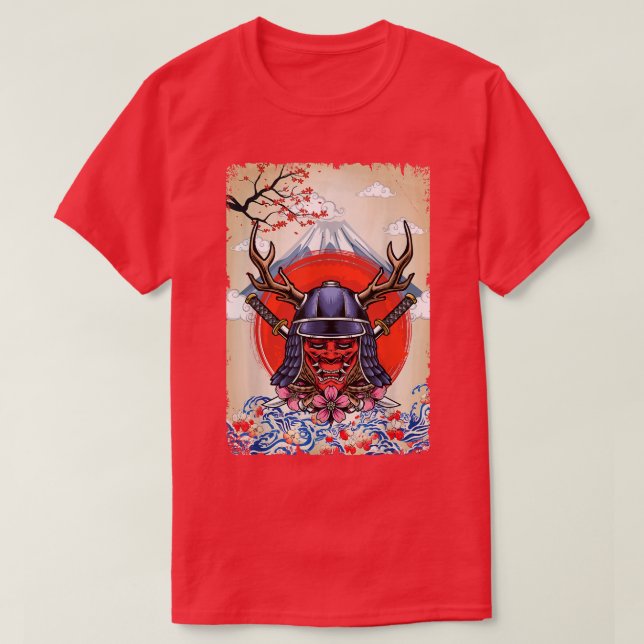 Camiseta Blossom de cerezos en samurai japonés (Diseño del anverso)