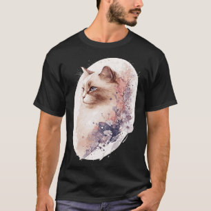 Camiseta Blossom japonés de cerezo Birman Cat acuarela Saku