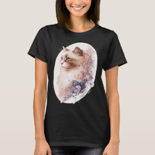 Camiseta Blossom japonés de cerezo Birman Cat acuarela Saku