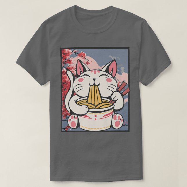 Camiseta Blossom Ramen Cat Kawaii (Diseño del anverso)