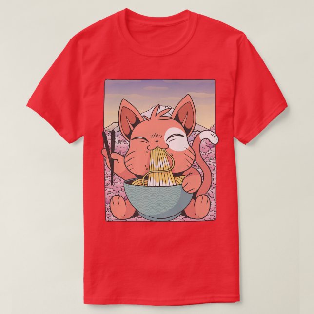 Camiseta Blossom Ramen Cat Kawaii (Diseño del anverso)