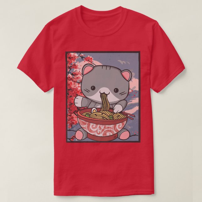 Camiseta Blossom Ramen Cat Kawaii (Diseño del anverso)