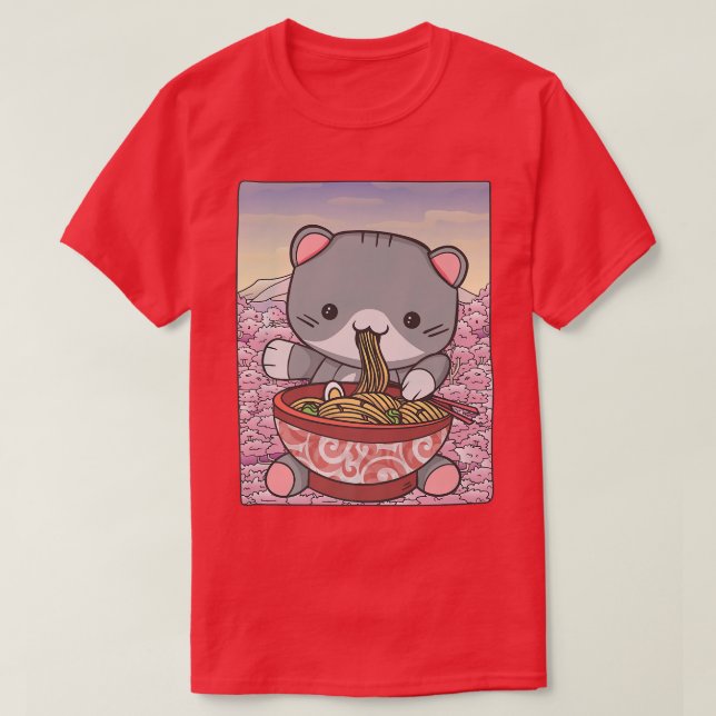 Camiseta Blossom Ramen Cat Kawaii (Diseño del anverso)