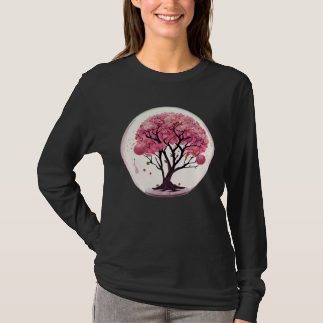 Camiseta Blossom with the Beauty of Nature Tree in a Globe  (Anverso)
