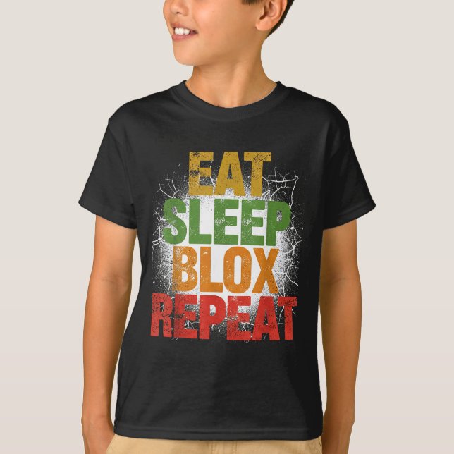 Camiseta Blox Gaming _ Eat Sleep Blox Repeat _ Kids Gaming  (Anverso)
