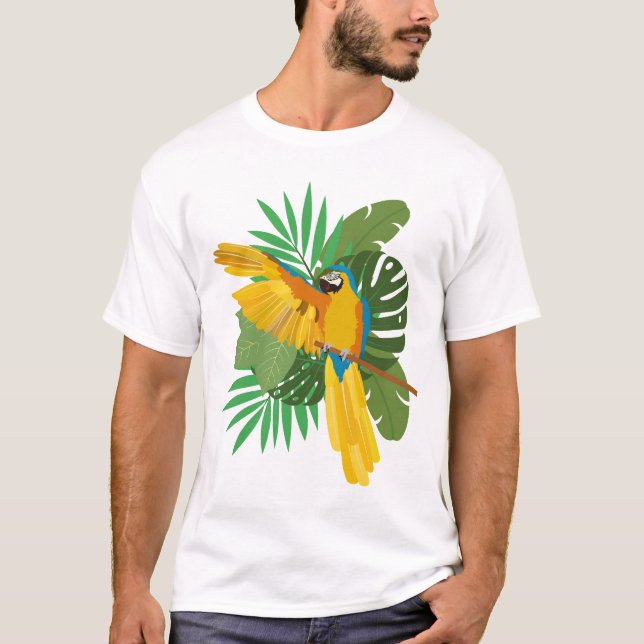 Camiseta Blue and Gold macaw with leaves (Anverso)