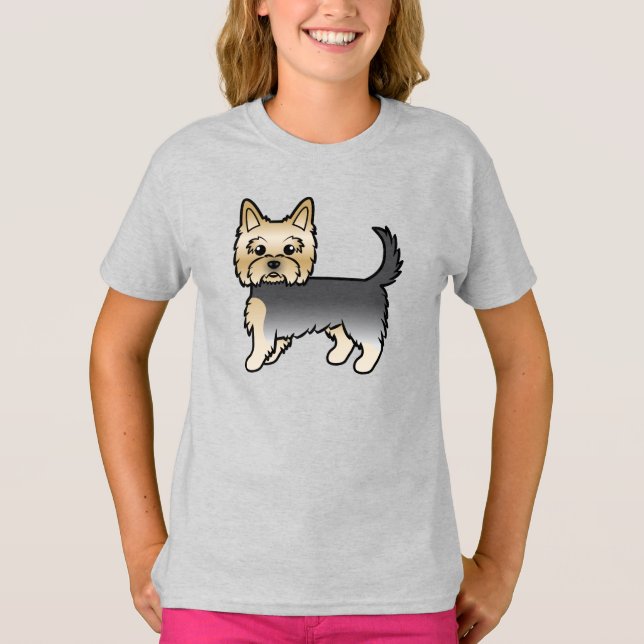 Camiseta Blue And Gold Yorkshire Terrier Yorkie Cartoon Dog (Anverso)