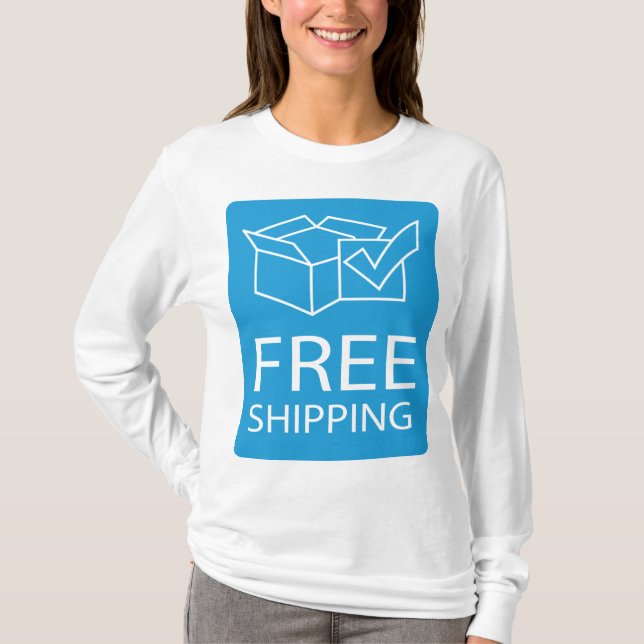 Camiseta Blue and White Free Shipping Icon (Anverso)