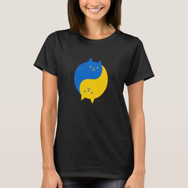 Camiseta Blue and Yellow Victory Cats Balanced Yin Yang Meo (Anverso)