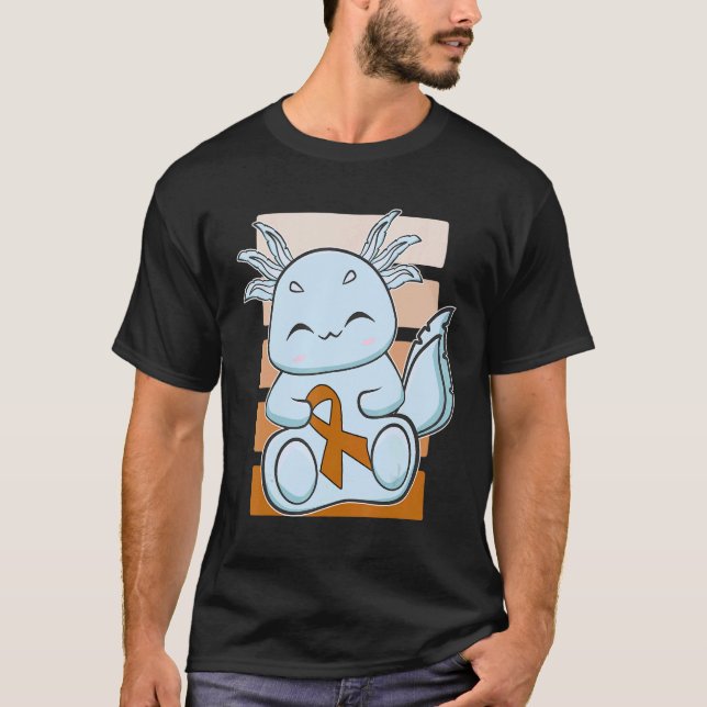 Camiseta Blue Axolotl With Orange Ribbon For Leukemia Aware (Anverso)
