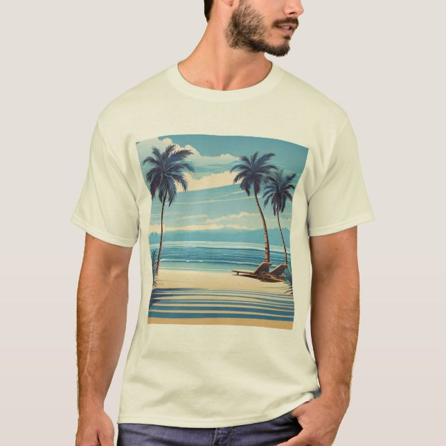 Camiseta Blue Beach Bliss Tee - Serene Coastal Design (Anverso)