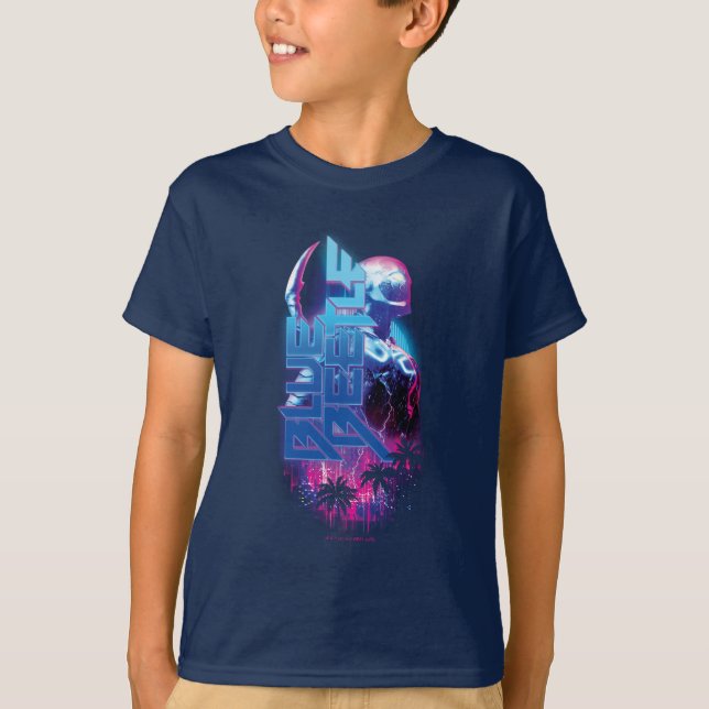 Camiseta Blue Beetle Retrowave City Lights (Anverso)
