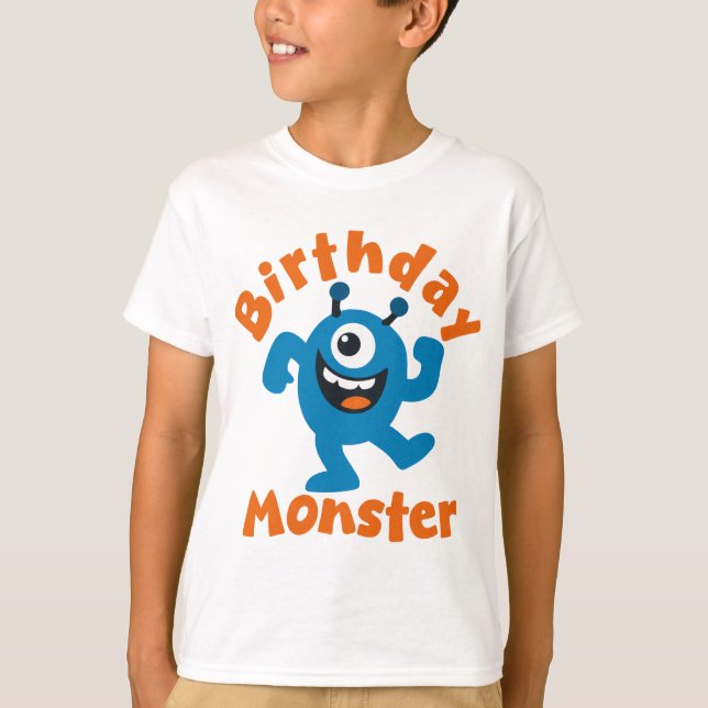 Camiseta Blue Birthday Monster Party (Anverso)