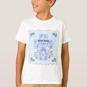 Camiseta Blue Bless This Child Christian Cross