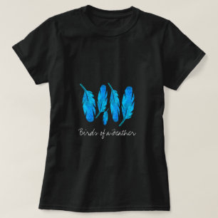 Camiseta Blue boho plumas azul y gris