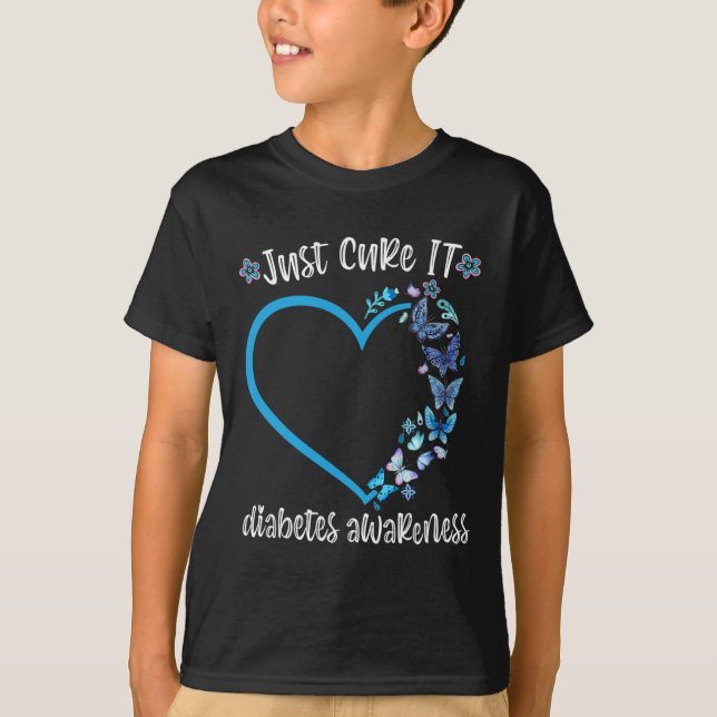 Camiseta Blue Butterfly Cure It November Diabetes awar (Anverso)