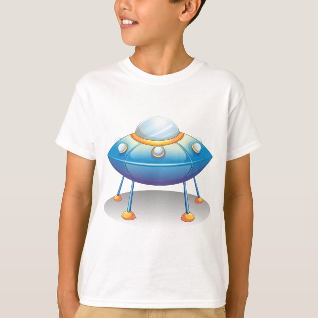 Camiseta Blue Cartoon UFO Spaceship Fun Sci-Fi (Anverso)