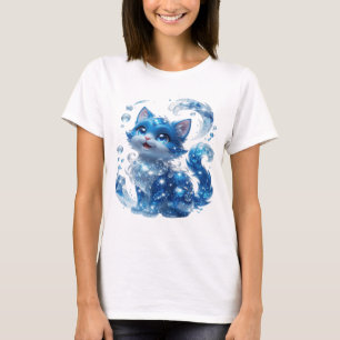 Camiseta BLUE CAT CON DIAMANTES Y ESTRELLAS Azul E