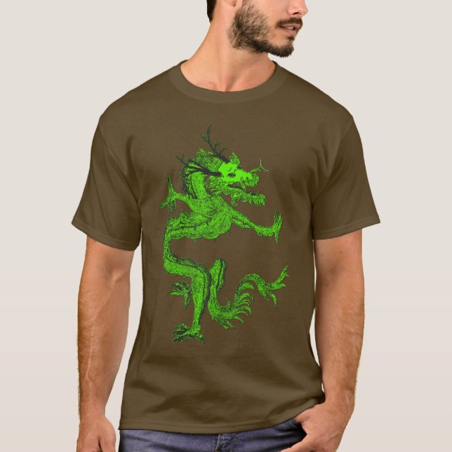Camiseta Blue Colorful Traditional Chinese Dragon in Moon (Anverso)