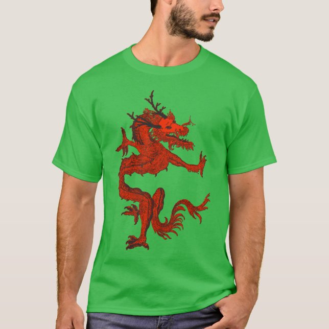 Camiseta Blue Colorful Traditional Chinese Dragon in Moon (Anverso)