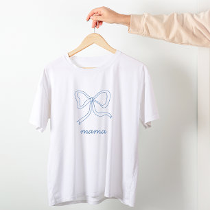 Camiseta Blue Coquette Bow Baby Shower Mama Shirt
