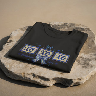 Camiseta Blue Coquette Gingham Bow XOXO Valentine's Day T-S