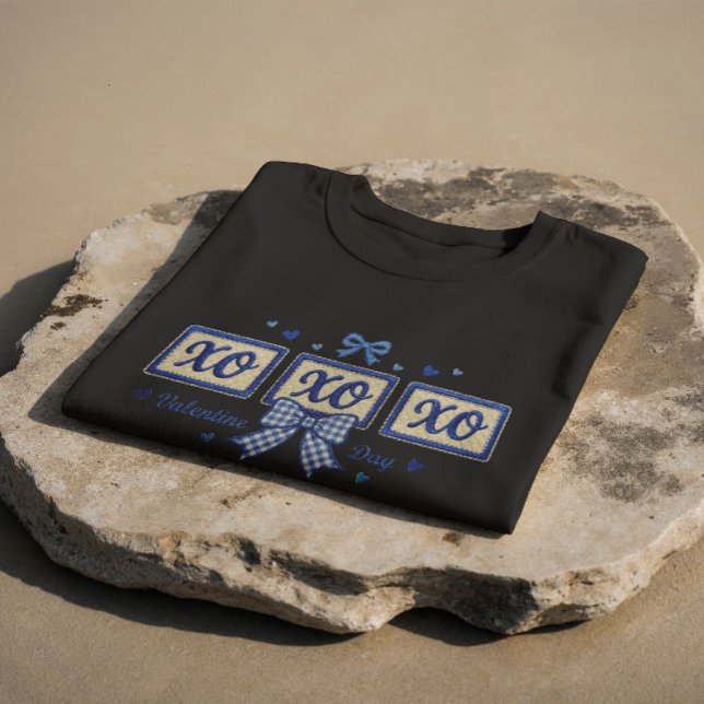 Camiseta Blue Coquette Gingham Bow XOXO Valentine's Day T-S (Subido por el creador)