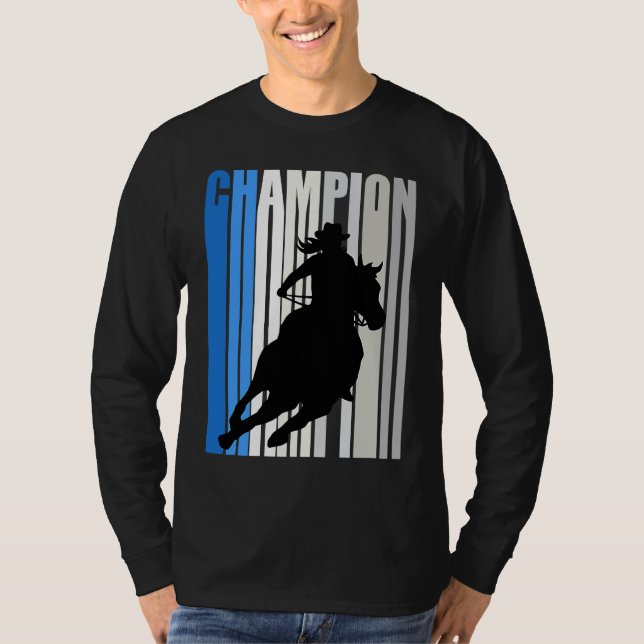 Camiseta Blue Cowgirl Champion Horse Riding Barrel Racing W (Anverso)