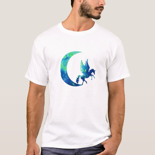 Camiseta Blue Crescent Moon y Wingorn Unicornio (Anverso)
