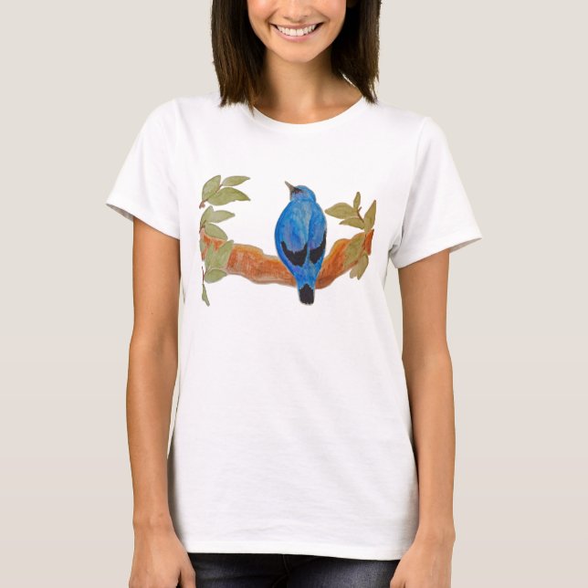 Camiseta Blue Cuckooshrike Watercolor Bird (Anverso)