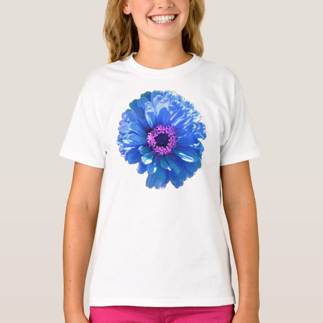 Camiseta Blue Daisy, foto floral azul (Anverso)