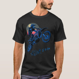 Camiseta Blue Dirt Bike Rider Motorbike Racer Retro Sunset