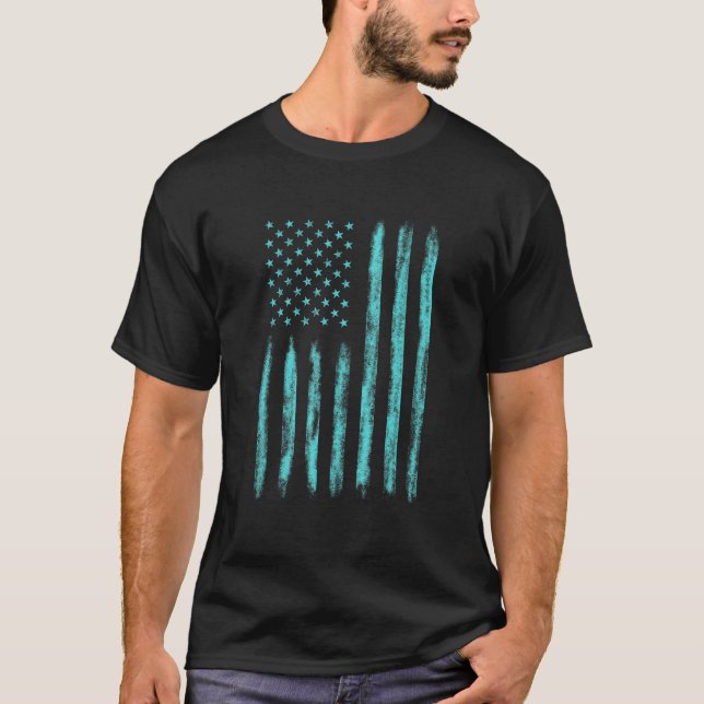 Camiseta Blue Distressed US American Flag Patriotic For Men (Anverso)
