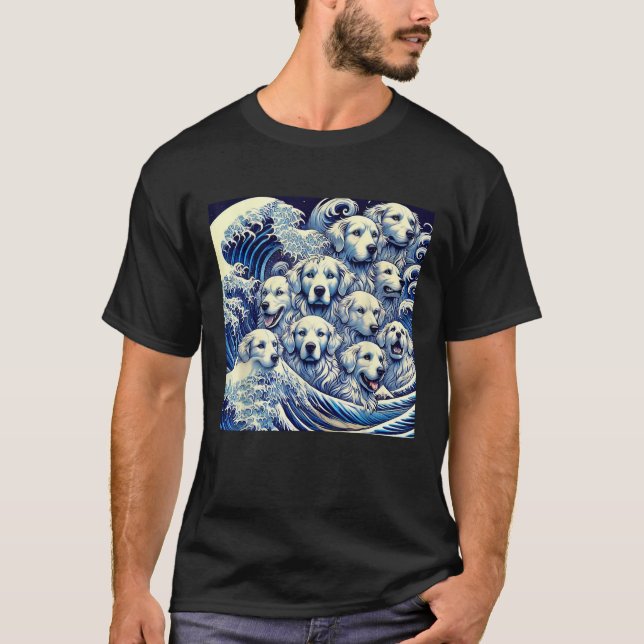 Camiseta Blue Dogs Wave Japanese Art Women Men Kids Anime G (Anverso)