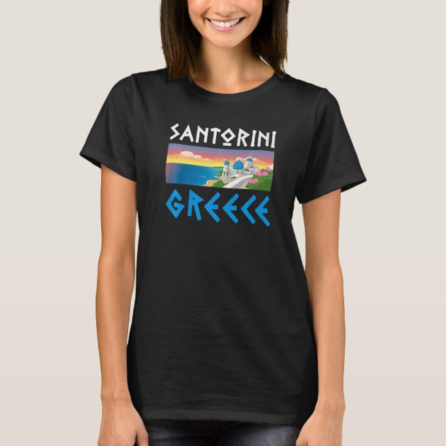 Camiseta Blue Dome Santorini Grecia Souvenir (Anverso)