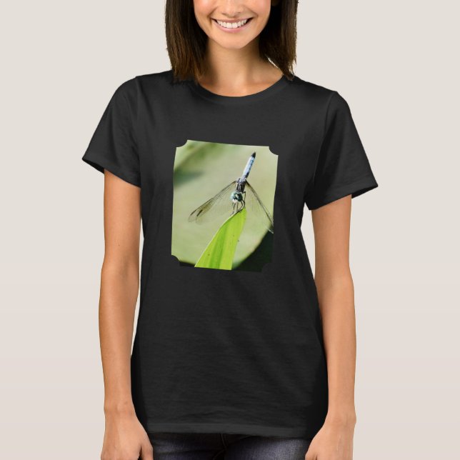 Camiseta Blue Dragonfly hoja verde Naturaleza Fotografía (Anverso)