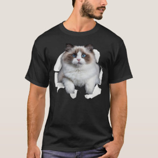 Camiseta Blue eye Kitten Torn Cloth Himalayan Birman Ragdol