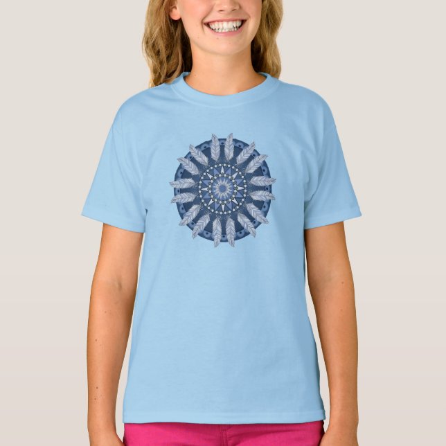 Camiseta Blue Feather Mandala (Anverso)