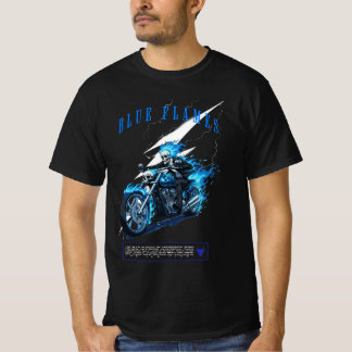 Camiseta Blue Flames Motorcycle Design | Skull Rider