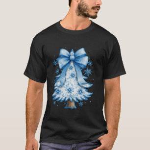 Camiseta Blue Floral Toile Coquette Bow Chinoiserie Christm