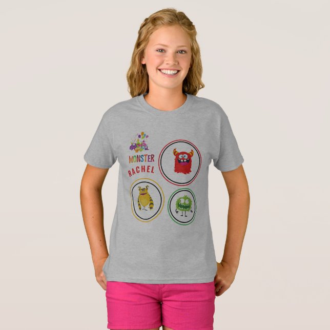 Camiseta Blue FUN Monster KIDS Child Name (Anverso completo)